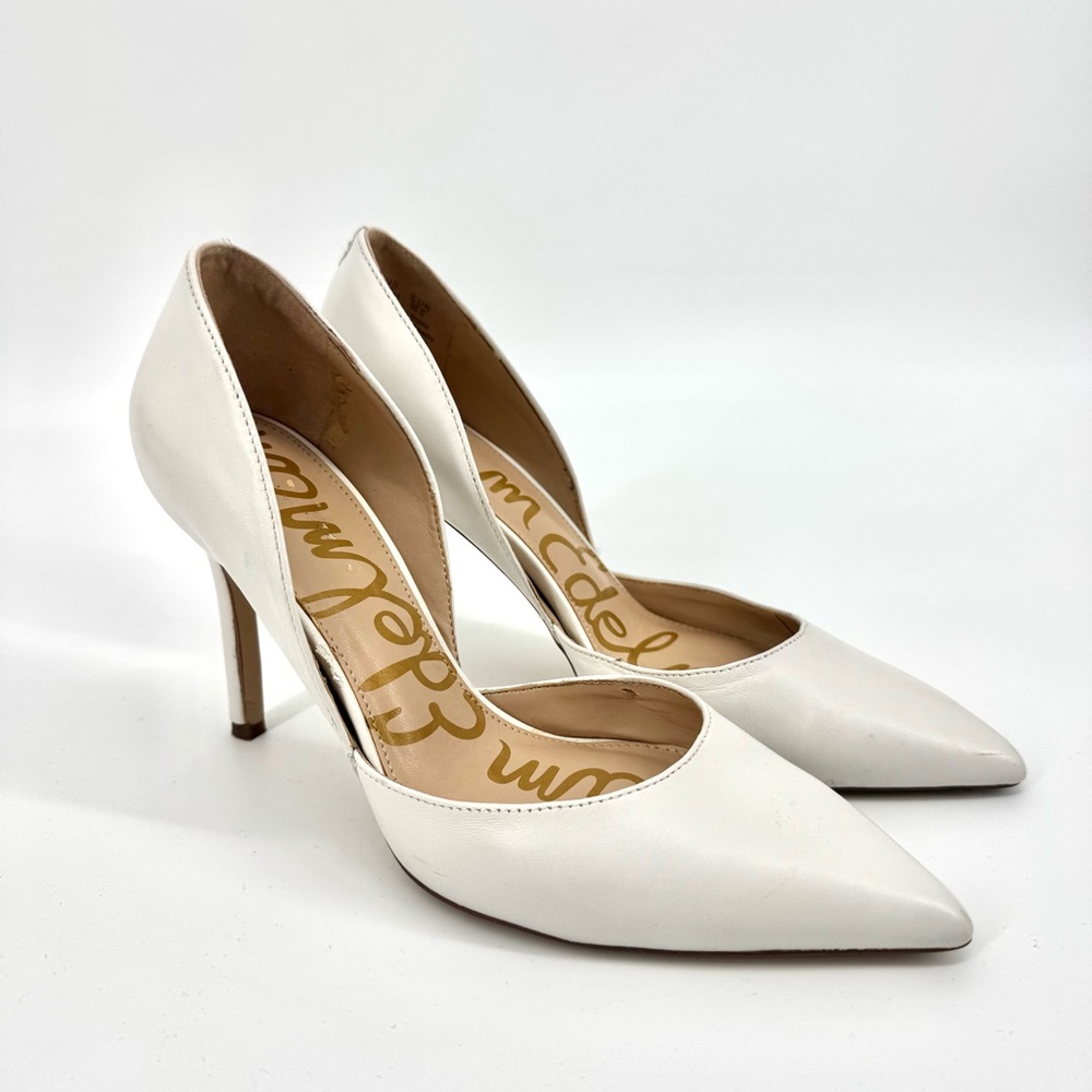 Sam Edelman d’Orsay Leather Pump Pointed Stiletto Heels in White Size 6.5